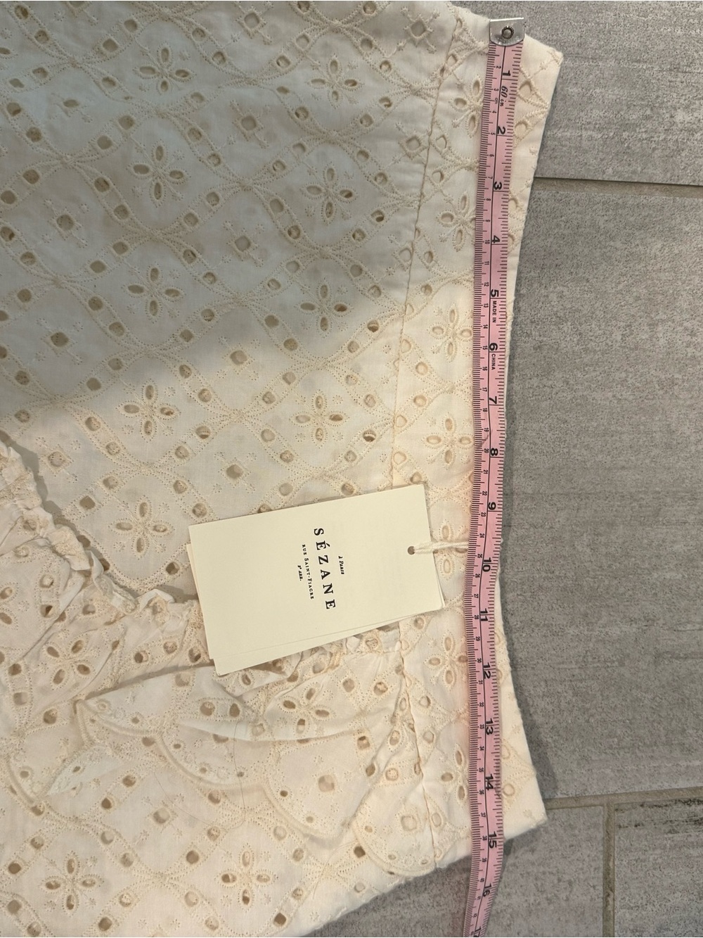 Sezane Cream Eyelet Tiered Mini Skirt NWT - Picture 9 of 10